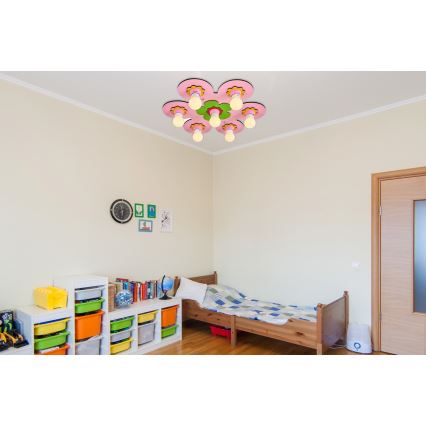 Kinder-Deckenleuchte LUCCA 7xE27/24W/230V rosa