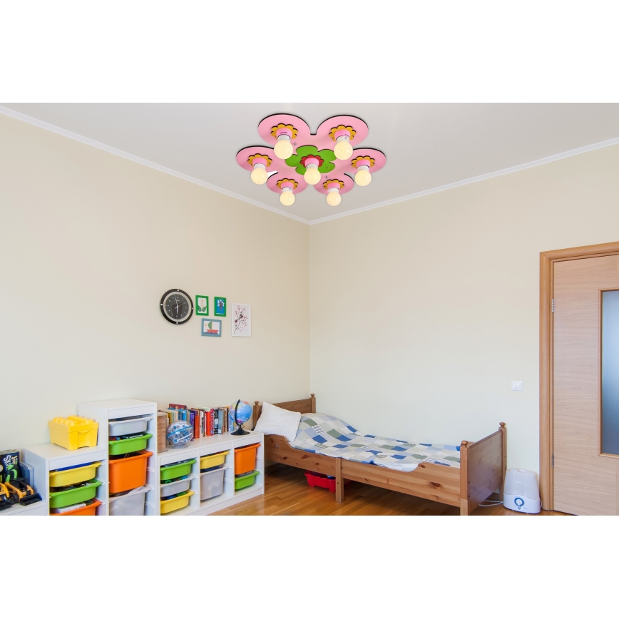 Kinder-Deckenleuchte LUCCA 7xE27/24W/230V rosa