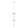 Kinder-Hängeleuchte an Kabel HEART 1xE27/20W/230V rosa/weiß