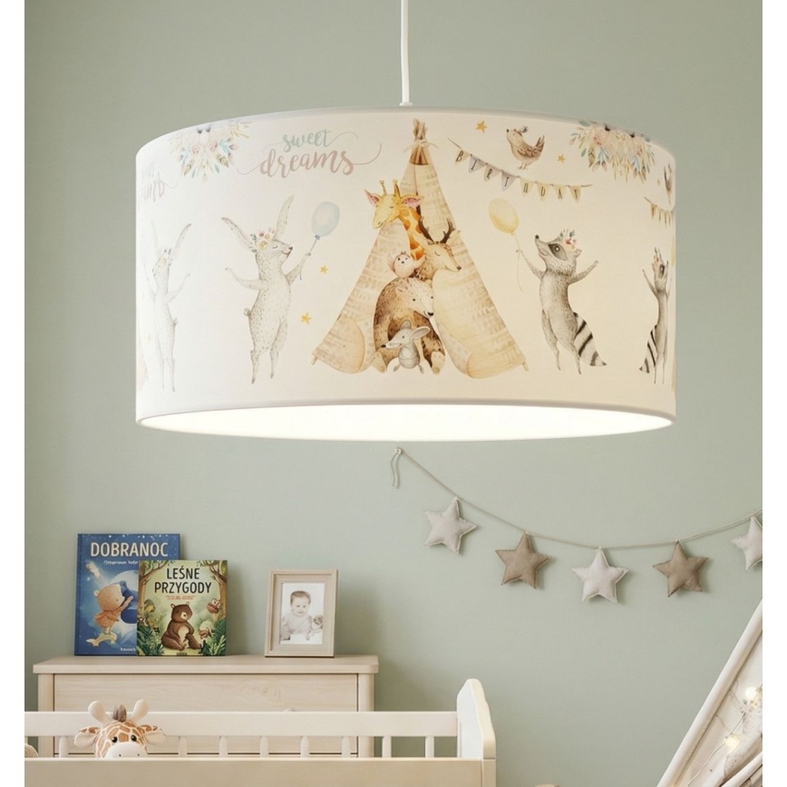 Kinder-Hängeleuchte KIDS ROOM 1xE27/60W/230V Ø 40 cm, mit Tiermotiven