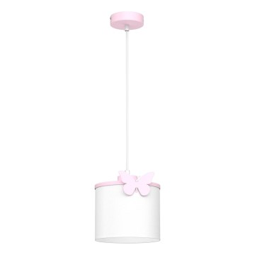 Kinder-Hängeleuchte SWEET 1xE27/15W/230V weiß/rosa/Schmetterling