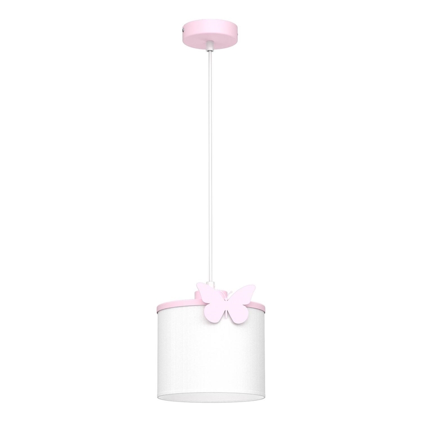 Kinder-Hängeleuchte SWEET 1xE27/15W/230V weiß/rosa/Schmetterling