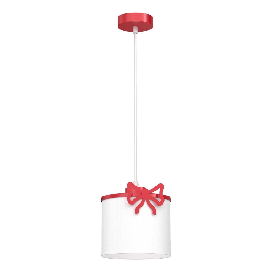 Kinder-Hängeleuchte SWEET 1xE27/15W/230V weiß/rot/Schleife