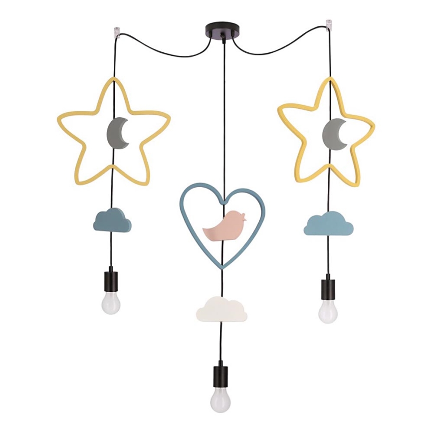 Kinder-Hängeleuchte TRIO mit Kabelaufhängung 3xE27/20W/230V gelb/blau/grau