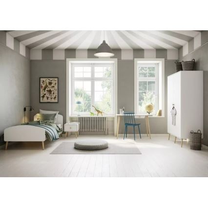 Kinder Nacht Tisch GAIA 44,3x41,4 cm weiß+/Eiche