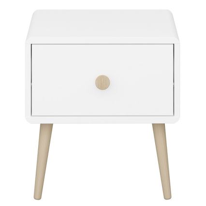 Kinder Nacht Tisch GAIA 44,3x41,4 cm weiß+/Eiche