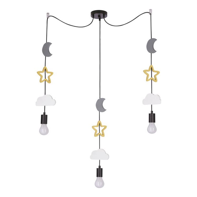 Kinder-Pendelleuchte an Kabel TRIO 3xE27/20W/230V grau/gelb/weiß