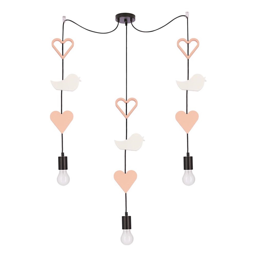 Kinder-Pendelleuchte an Kabel TRIO 3xE27/20W/230V rosa/weiß