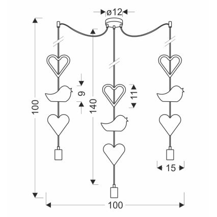 Kinder-Pendelleuchte an Kabel TRIO 3xE27/20W/230V rosa/weiß