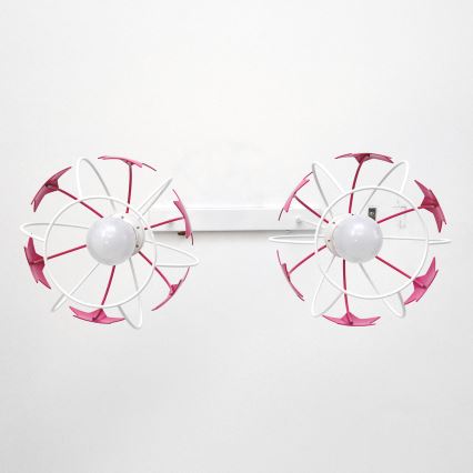 Kinder-Pendelleuchte an Schnur STARS 2xE27/15W/230V rosa/weiß