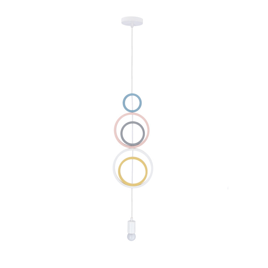 Kinder-Pendelleuchte HOOPS mit Kabelaufhängung, 1xE27/20W/230V, Ø 19 cm, mehrfarbig