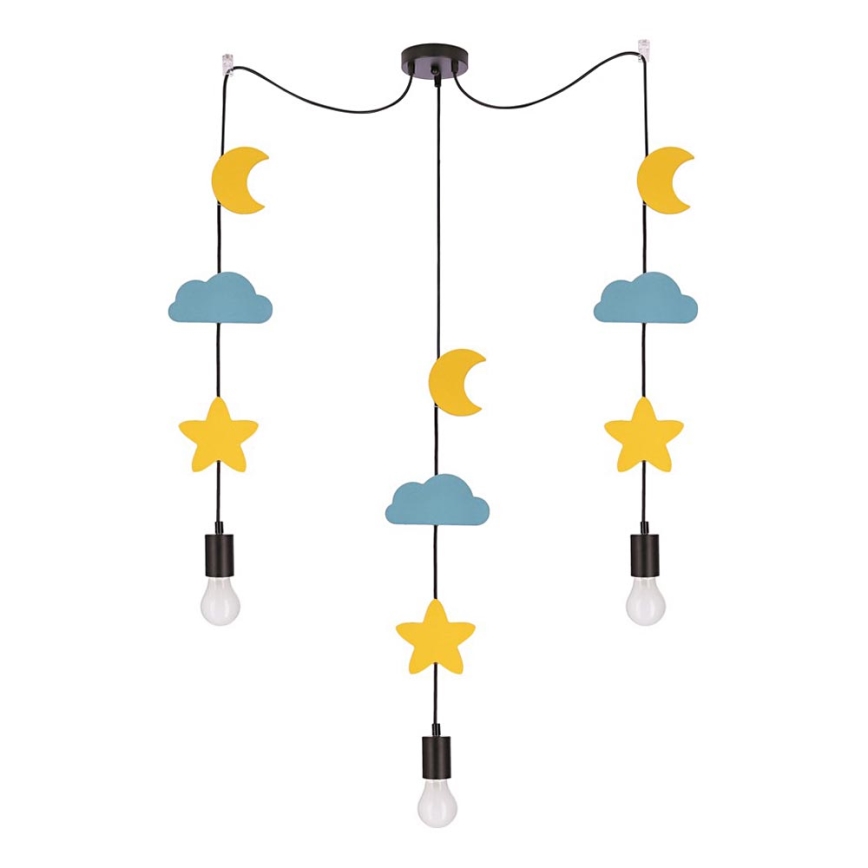 Kinder-Pendelleuchte mit Kabelaufhängung TRIO 3xE27/20W/230V gelb/blau