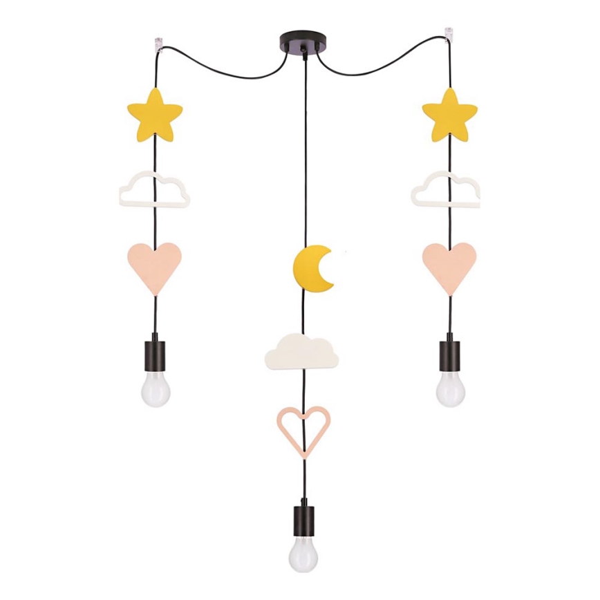 Kinder-Pendelleuchte TRIO, 3×E27/20 W/230 V, gelb/weiß/rosa