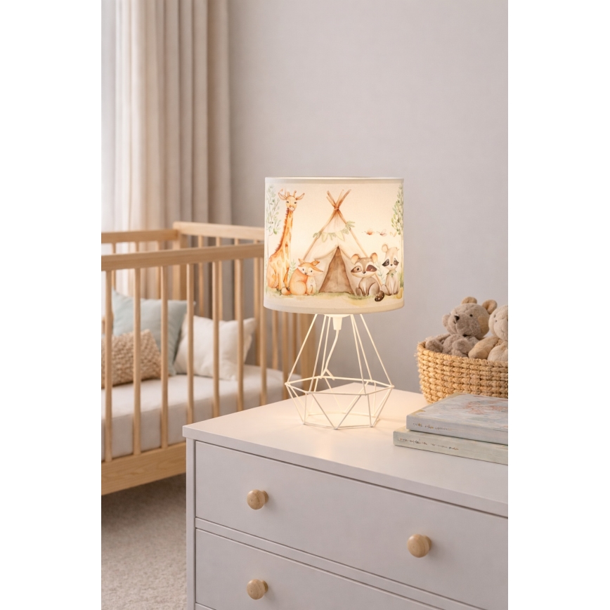 Kinder-Tischlampe KIDS ROOM 1xE27/60W/230V Ø 18 cm, Tiermotive