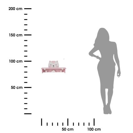 Kinder-Wandablage mit Aufhängern Katze/rosa