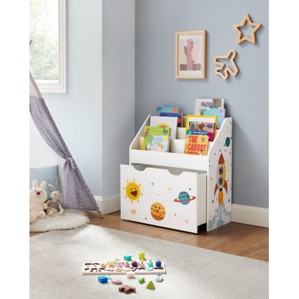 Kinderbücherschrank mit Schublade ANET weiß