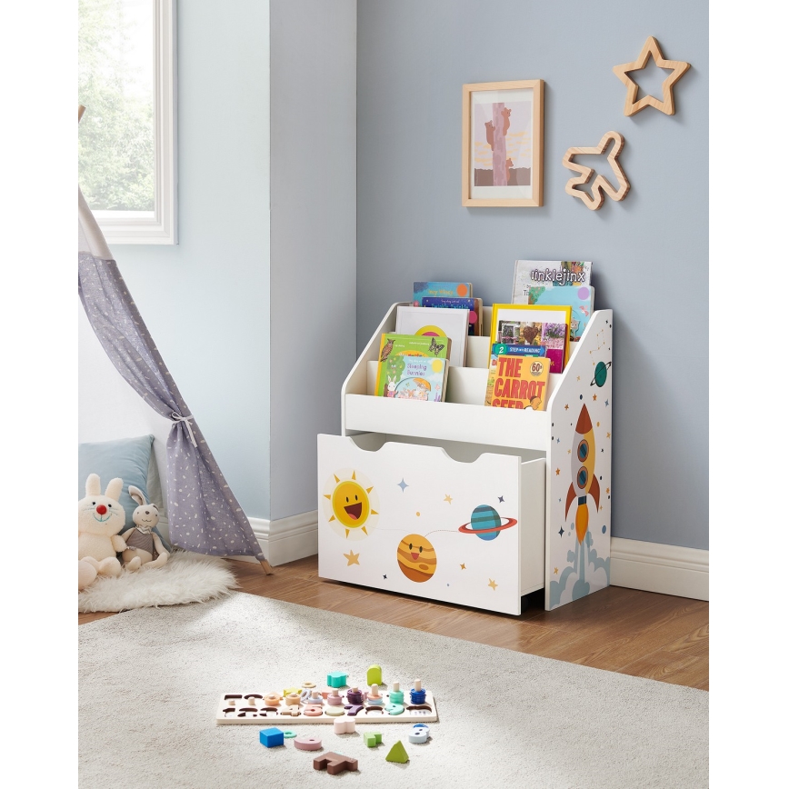 Kinderbücherschrank mit Schublade ANET weiß