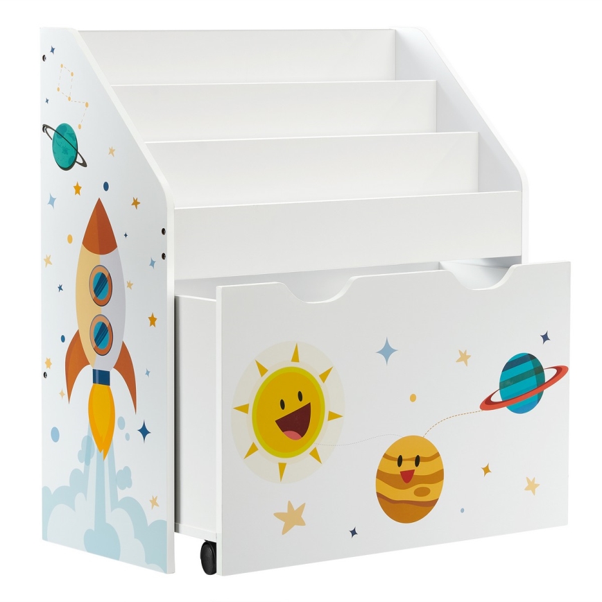 Kinderbücherschrank mit Schublade ANET weiß