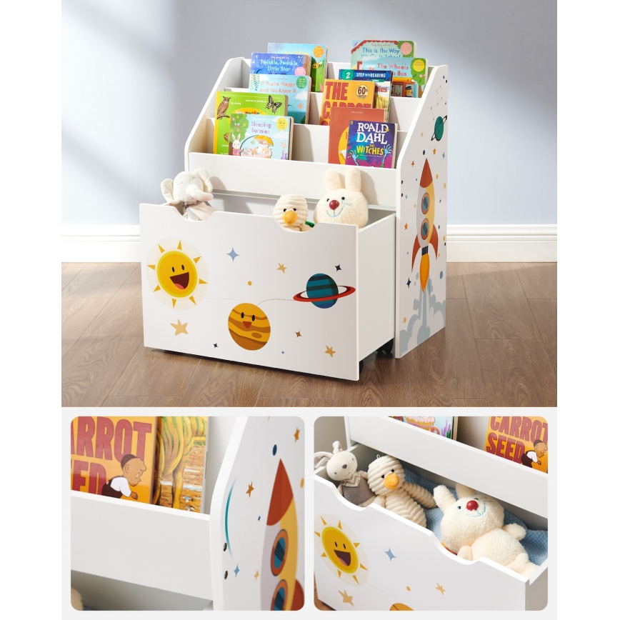 Kinderbücherschrank mit Schublade ANET weiß