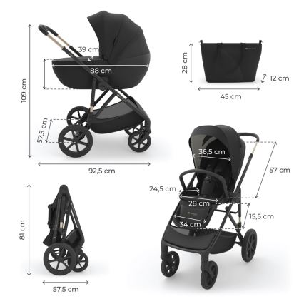 KINDERKRAFT - 3-in-1 Kombikinderwagen PRIME 3 Venezian Black