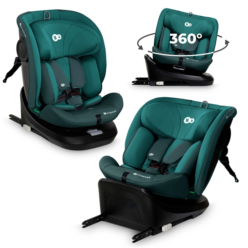 KINDERKRAFT - Autokindersitz I-GROW i-Size 40–150 cm mit drehbarer Basis, türkis