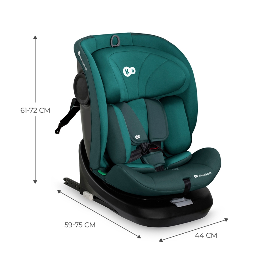 KINDERKRAFT - Autokindersitz I-GROW i-Size 40–150 cm mit drehbarer Basis, türkis