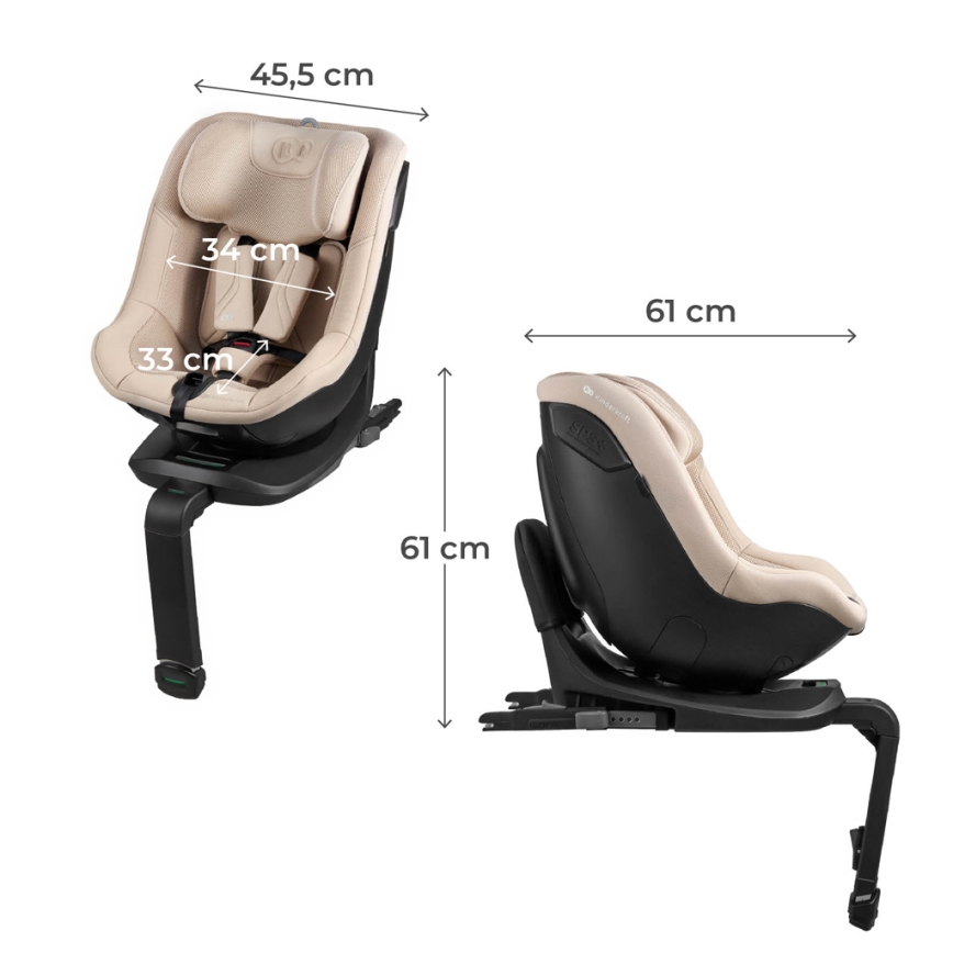 KINDERKRAFT - Kindersitz mit drehbarer Basis I-GUARD PRO i-Size 61-105 cm beige