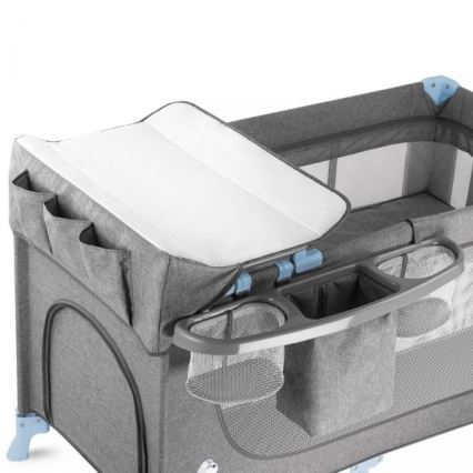 KINDERKRAFT - Reisebett JOY mit Zubehör in Grau-Blau