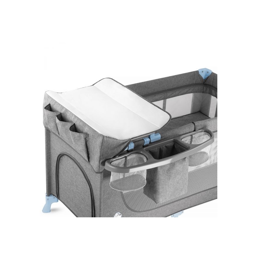 KINDERKRAFT - Reisebett JOY mit Zubehör in Grau-Blau
