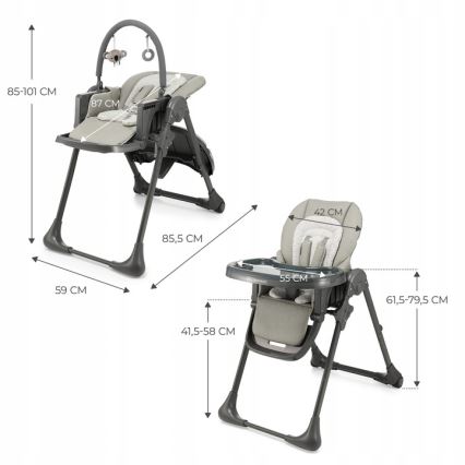 KINDERKRAFT - Kinderhochstuhl 2-in-1 TUMMIE grau