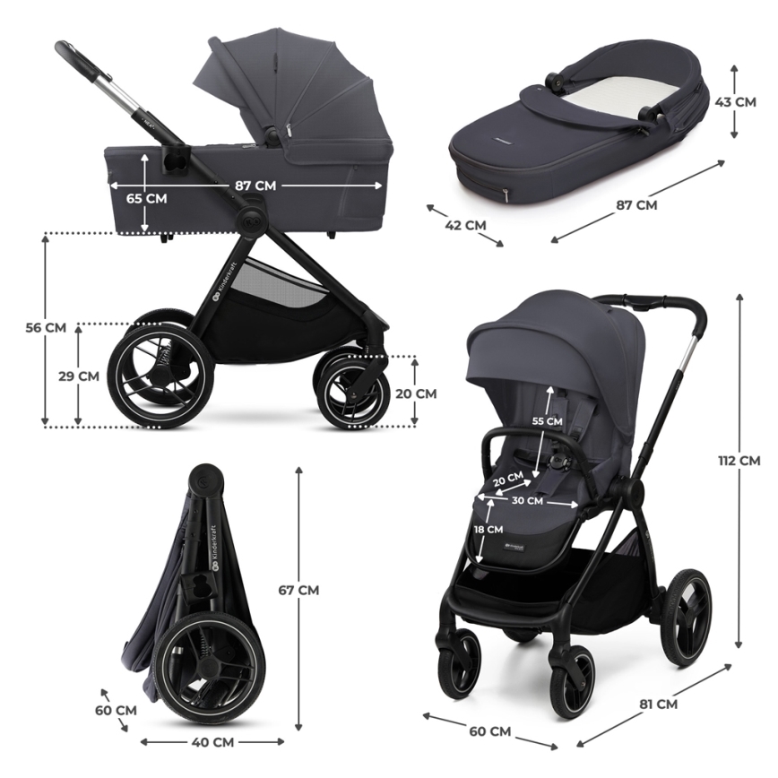 KINDERKRAFT - Kombi-Kinderwagen 2in1 NEA 2 Dunkelgrau