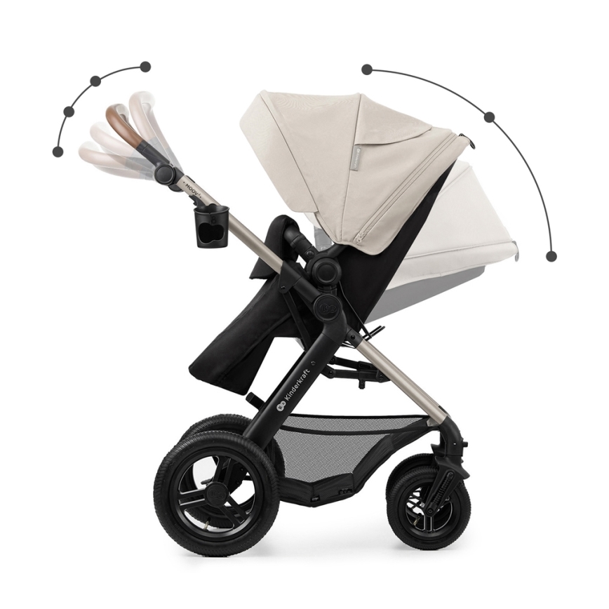 KINDERKRAFT - Kombi-Kinderwagen 3in1 MOOV 2 AIR Moonlight grau + Auto-Kindersitz MINK PRO