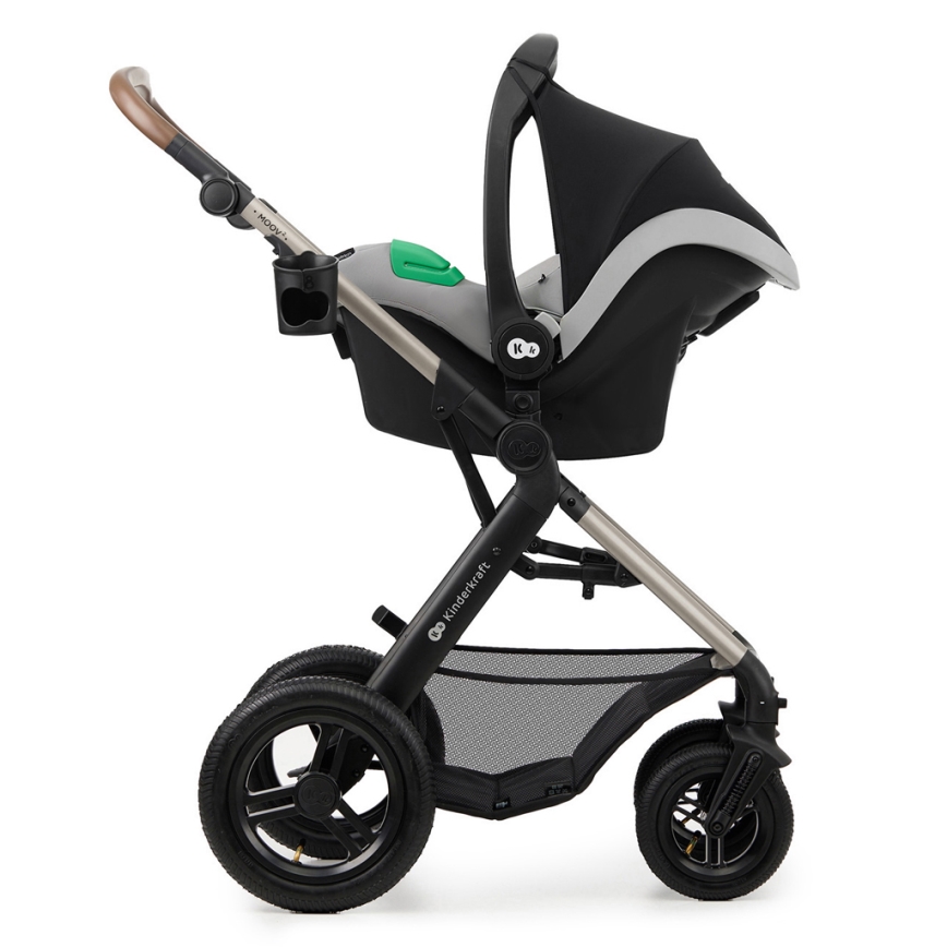 KINDERKRAFT - Kombi-Kinderwagen 3in1 MOOV 2 AIR Moonlight grau + Auto-Kindersitz MINK PRO