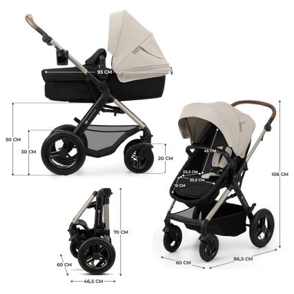 KINDERKRAFT - Kombi-Kinderwagen 3in1 MOOV 2 AIR Moonlight grau + Auto-Kindersitz MINK PRO