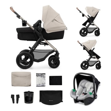 KINDERKRAFT - Kombi-Kinderwagen 3in1 MOOV 2 AIR Moonlight grau + Auto-Kindersitz MINK PRO