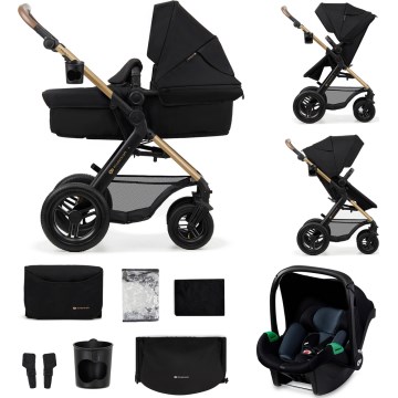 KINDERKRAFT - Kombi-Kinderwagen 3in1 MOOV 2 AIR Pure schwarz + Kindersitz MINK PRO