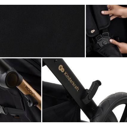 KINDERKRAFT - Kombi-Kinderwagen 3in1 MOOV 2 AIR Pure schwarz + Kindersitz MINK PRO