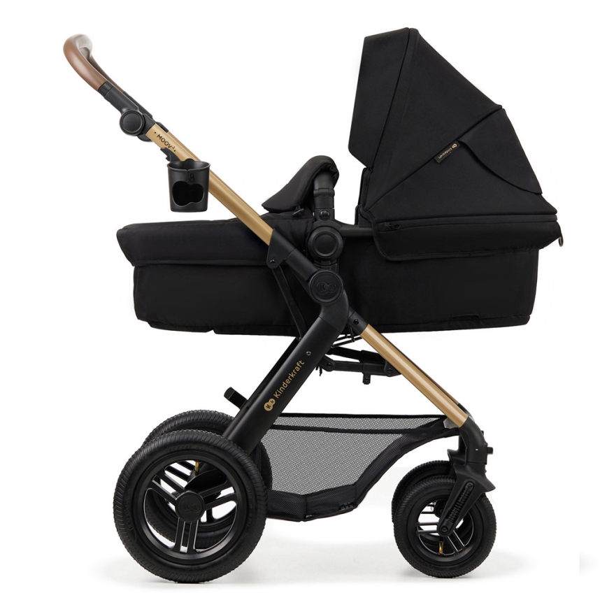 KINDERKRAFT - Kombi-Kinderwagen 3in1 MOOV 2 AIR Pure schwarz + Kindersitz MINK PRO