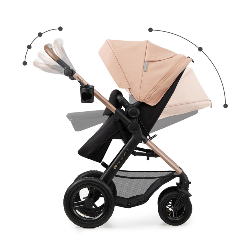 KINDERKRAFT - Kombi-Kinderwagen 3in1 MOOV 2 AIR Sand beige + Kindersitz MINK PRO