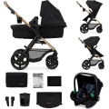 KINDERKRAFT - Kombi-Kinderwagen 3in1 MOOV 2 Pure schwarz + Kindersitz MINK PRO