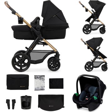 KINDERKRAFT - Kombi-Kinderwagen 3in1 MOOV 2 Pure schwarz + Kindersitz MINK PRO