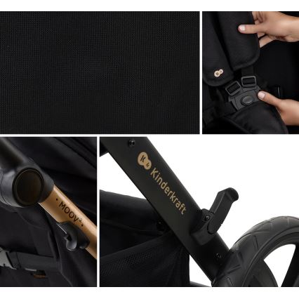 KINDERKRAFT - Kombi-Kinderwagen 3in1 MOOV 2 Pure schwarz + Kindersitz MINK PRO