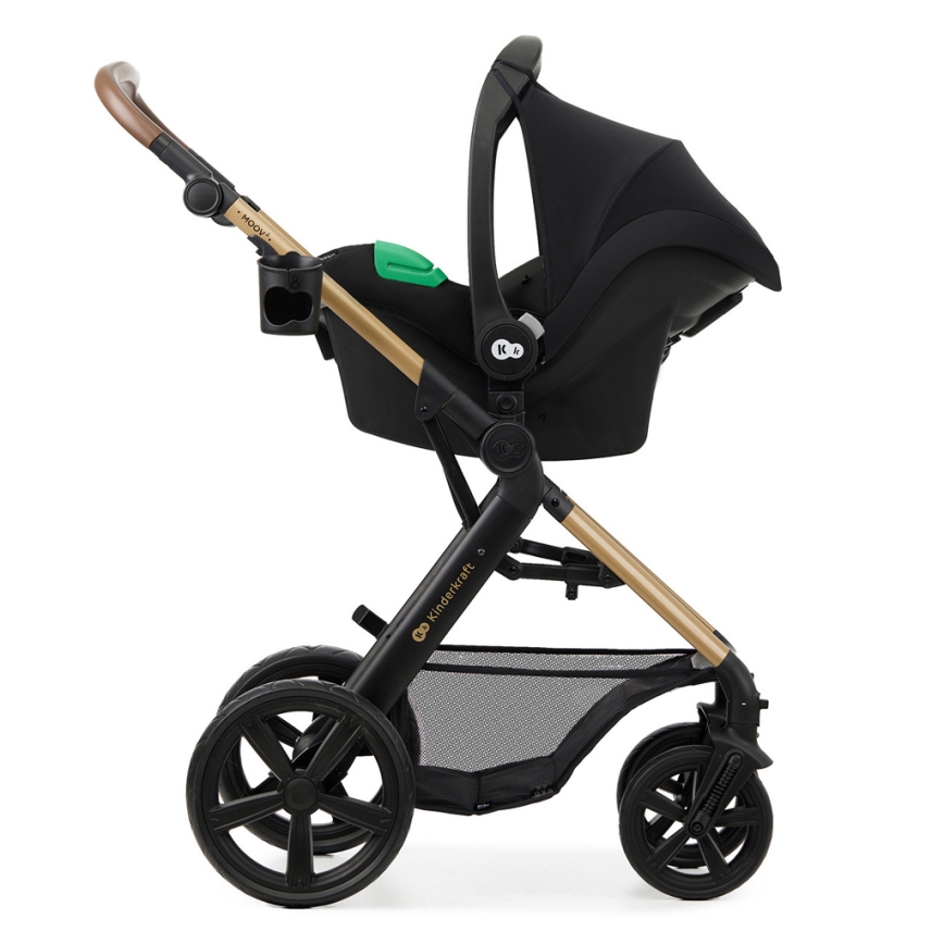 KINDERKRAFT - Kombi-Kinderwagen 3in1 MOOV 2 Pure schwarz + Kindersitz MINK PRO