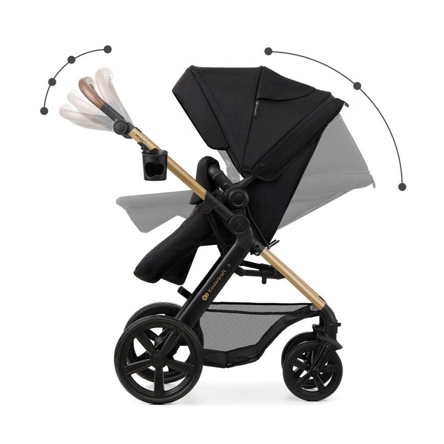 KINDERKRAFT - Kombi-Kinderwagen 3in1 MOOV 2 Pure schwarz + Kindersitz MINK PRO