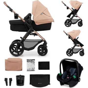 KINDERKRAFT - Kombi-Kinderwagen 3in1 MOOV 2 Sand beige + Kindersitz MINK PRO