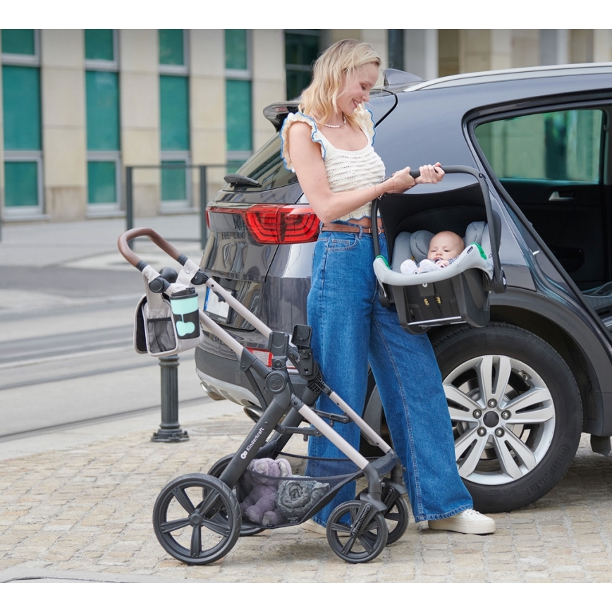 KINDERKRAFT - Kombi-Kinderwagen 3in1 MOOV 2 Sand beige + Kindersitz MINK PRO