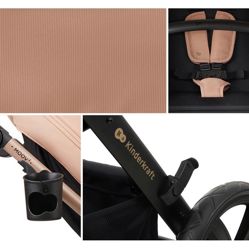 KINDERKRAFT - Kombi-Kinderwagen 3in1 MOOV 2 Sand beige + Kindersitz MINK PRO