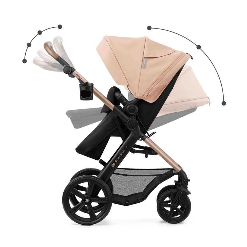 KINDERKRAFT - Kombi-Kinderwagen 3in1 MOOV 2 Sand beige + Kindersitz MINK PRO