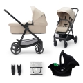 KINDERKRAFT - Kombi-Kinderwagen 3in1 NEWLY Sand beige + Auto-Kindersitz MINK PRO