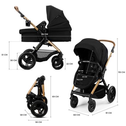 KINDERKRAFT - Kombinierter 3-in-1-Kinderwagen MOOV 2 XL Air Black